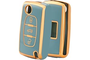 OFFCURVE Funda Llaves Coche Carcasa Llave, TPU Funda Mando Coche Carcasa Mando 2/3 Botones para Peugeot 106 207 308 406 607 Expert Partner Citroen C2 C3 C4 Grand Picasso Berlingo Fiat Scudo Ulysse