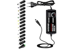 SHUNSRSW Einstellbares Netzteil 3V-24V Universal Netzteiladapter 2A 48W Verstellbarer Netzadapter 100V-240V AC to DC mit LED Spannungsanzeige und 5,5x2,5mm 14 Tipps für Haushaltselektronik,2000mA Max(SS-24V2A)