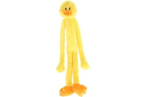 MULTIPET Swingin' Slevin Duck Dog Toy - 27-Inch Plush with 5 Squeakers - XL Arms & Legs for Fetch and Play - Soft Yellow Design for Medium & Large Breeds