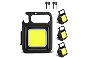 Umikk Mini lampada da lavoro a LED, 800 lumen, portatile, luci di ispezione ricaricabili, lampada da lavoro a LED, portachiavi, mini torcia elettrica, modalità a 4 luci, con supporto pieghevole,