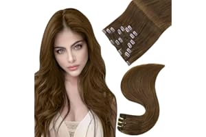 ‎EASYOUTH Clip in Extensions Echthaar Braun Remy Echthaar Clip in Extensions Farbe Mittelbraun 14 Zoll 70g 7Pcs Haarverlangerung Echthaar Clips #4