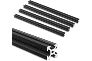 JiGiU 4 Profili in Alluminio da 400 mm, Estrusioni 2020, Slot a V, Standard Europeo, Guida Lineare Anodizzata, 20 x 20, Profilo in Alluminio per Stampanti 3D, Macchine CNC Fai da te- Nero