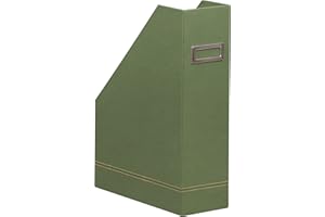RHODIA 194546C - Porta riviste Salvia - 10x25x31 cm - Cucitura Arancione - Esterno in Simil Cuoio - Collezione Home Office Rhodiarama - Organizzazione Ufficio & Archivio di Design