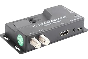 VBESTLIFE RF-Modulator, VHF UHF TV Link Modulator AV Till RF-omvandlare, HDMI 1.4, Stöder NTSC och PAL TV, Plug and Play