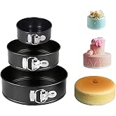 xocome Baking Pans - Set of 3 Round Cake Pans - 4/7/9 Inch - Non-Stick and Leak Proof Coating - Great for Baking Cheesecakes