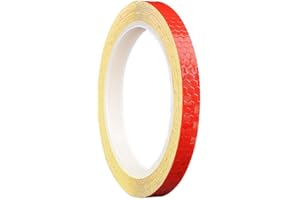 Reemky 1cm x 8M/26ft adesivi riflettenti intemperie ad alta intensità bici adesivi auto moto adesivo per la protezione di sicurezza ciclismo all'aperto (rosso)