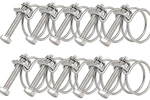 SEIWEI Lot de 10 colliers de serrage à double fil de 25 à 29 mm, colliers de serrage en acier inoxydable 201, fixation universelle pour tuyau de plomberie