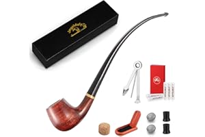 Joyoldelf Zestaw fajek do tytoniu, fajka z drewna gruszkowego (z uchwytem na fajkę), skrobak 3 w 1, filtr do fajki, zatyczka, metalowa kula i ekskluzywne pudełko prezentowe
