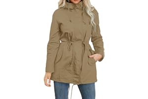 L9WEI Chaqueta de invierno para mujer, chaqueta softshell monocolor, resistente al viento, parka fina, chaqueta de entretiempo, chaqueta gruesa y cálida con capucha