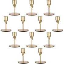 Bougeoirs Chandeliers En Laiton Doré - Lot De 3 Hauteurs (31, 23.5, 16 Cm) - Pour Bougies Coniques - Décoration Mariage, Noël, Centre De Table - 3