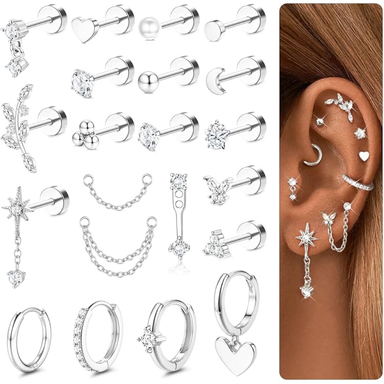 JeweBella 29 stuks Helix Piercing Oorbellen voor Vrouwen