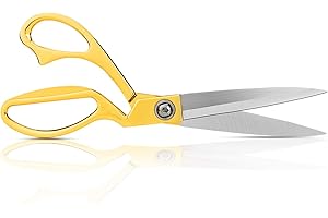 KUONIIY Heavy Duty Sewing Scissors 8 inch - Professional Stainless Steel Tailor Scissor Shears for Fabric Leather Dressmaking Tailoring Artists Students Dressmakers, Gold