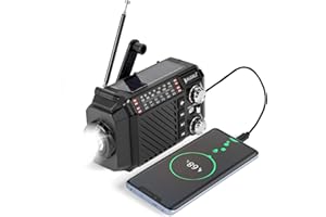 BAIJIALI Wind Up Emergency Radio with 2600mAh Power Bank - Solar, Hand Crank & USB-C Charging, FM/AM/Shortwave, Torch & SOS for Survival Kits (Black)