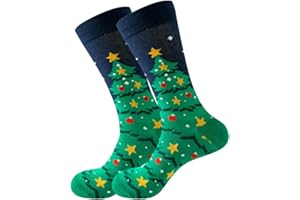 BONANGEL Men's Fun Dress Socks, Crazy Christmas Socks Colorful Funky Novelty Funny Casual Cotton Office Birthday Socks for Men Dad