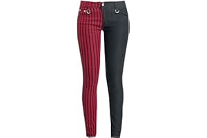 Banned Alternative Pantalones Punk Mujer Pantalones de Tela Negro/Rojo W26L32