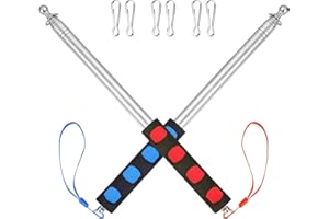 DIFOUNMAS 2.5m Teleskop Fahnenmast Set,2 Stücke Handheld teleskop fahnenmast, Teleskopstab Fahnenstange Ausziehbar mit 6 Stücke Karabinerhaken,für Reiseleiter Camping Lehrer Ausflüge Wettbewerbe (Rot Blau)