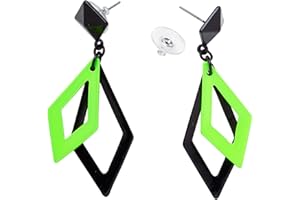 W WIDMANN MILANO Party Fashion - Rhombus Ohrringe, Ohrstecker, Modeschmuck, Disco, 80er, Kostüm, Karneval