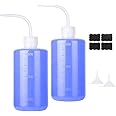 Furuising 2Pcs Safety Wash Bottle 500ml, 17oz Lab Wash Bottles, Plastic Squeeze Bottle for Lab, Clear Wash Squirty Bottles, Bend Mouth Tattoo Bottle with Scale, Labels for Plant Watering, Tattoo