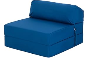 Ready Steady Bed Guest Foldable Z Bed Chair | Water Resistant Removeable Cover | Sleepover Sofa Futon Mattress | Bedroom Living Room Furniture | Soft, Lightweight & Comfy Ergonomically Designed (Blue)