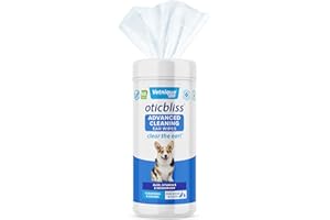 VETNIQUE LABS Oticbliss Advanced Reinigungstücher für Hunde, Katzen und Haustiere gegen Geruch, Schmutz und Wachs, mit beruhigender Aloe Vera und Vitamin E, reinigt das Ohr (60 ct), extra große Tücher