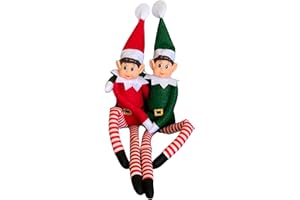Lot de 2 lutins farceurs XXL 43cm - Elfes de No&#xEB;l Rouge &amp; Vert l Id&#xE9;e et Magique pour Enfants et Adultes l D&#xE9;coration Festive