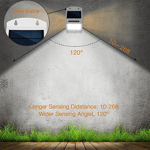 PUNICOK Solarleuchten LED 6500K Solarlampe Sicherheits mit bewegungsmelder solarleuchten garten led Außenwandleuchten solarlicht für Haus Zaun Garten Garage Schuppen Licht IP65 Wasserdichte - 5