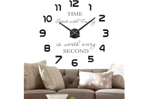 Vangold Nowoczesny Mute DIY Bezramowy Duży Zegar Ścienny 3D Naklejka lustrzana Metal Duże zegarki Home Office Dekoracje (Czarny-42)