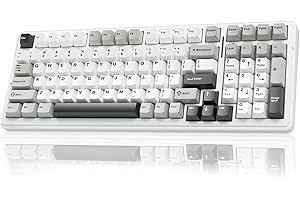 AULA F99 Mechanical Gaming Keyboard,BT5.0/2.4GHz/USB-C Hot Swappable Custom Keyboards with Five-Layer Padding,Pre-lubed Switches,8000mAh Battery,RGB Wireless Keyboard for PC/Tablet,Grey&white