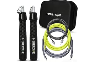 Hererope 3-i-1 viktat hopprep, utbytbara vikter 0,1 kg, 0,1 kg, 0,2 kg, 360 graders rotation, justerbar längd, ergonomiskt läderhandtag