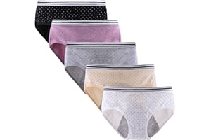 Yintry Bragas de período Menstrual para niñas Adolescentes, Ropa Interior de algodón Transpirable, Calzoncillos Protectores a Prueba de Fugas, Paquete de 5 (Use con Almohadilla o tampón)