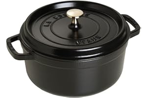 STAUB Gusseisen Bräter/Cocotte, Rund 26 cm, 5 L, Aromaregen Funktion für optimale Befeuchtung, Für alle Herdarten inkl. Induktion & Backofen, Schwarz
