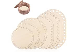 Qiimenguer 6 Stück Korbboden zum Häkeln Solide und Langlebig，Holzboden für Häkelkorb, Kann für das Stricken Handtasche Böden, Lagerung Körbe Verwendet Werden(Rund, Oval)
