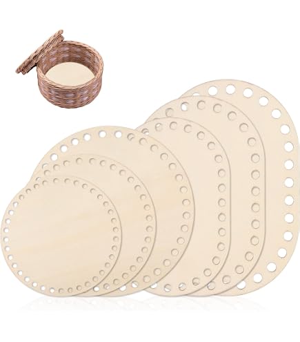 QUARKZMAN 2 Pezzi Fondo Per Cesto In Legno Naturale, Ovale 12.5x25 Cm, Con Fori Da 6 Mm, Per Cesti All'Uncinetto E Lavoretti Fai Da Te