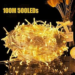 Guirlande Lumineuse Exterieur Avoalre100M/500LED Étanche IP44 Girlande de Lumière Led pour Décoration Noël,Arbre,Parasol,Balcons,Jardin,Terrasse,Débord de toit,Mariage,Sapin-Blanc Chaud