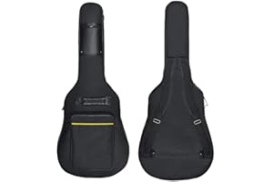 Wuudi Gitarrentasche, 104,1 cm, wasserdicht, mit doppeltem verstellbarem Schultergurt, Gitarrenkoffer, Schwarz, Schwarz , Lässig