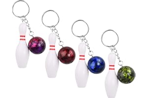 DRWOSM 4 Stück Bowling Schlüsselanhänger Kinder Bowling Mitgebsel Schlüsselbund Bowlingnadel Schluesselanhaenger Bowling Pins Schlüsselhalter Bowlingkugel Kegelspiel Anhänger Für Sport-Party Freunde Geschenk