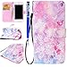 Produktbild EUWLY Lederhülle für [iPhone 8/iPhone 7], Diamant Bling Strass Hülle Luxus Bling Bunte Ledertasche für iPhone 8/iPhone 7, Glänzend Shiny Glanz Sparkle Schön Retro Muster Brieftasche Hülle Flip Cover Ledertasche Weich Handytasche Bookstyle Handyhülle Magnetverschluss Standfunktion und Karte Halter Klapphülle Handyhülle für iPhone 8/iPhone 7 + Blau Eingabestift-Rosa Schmetterling