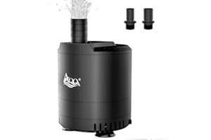 AQQA Aquarium Wasserpumpe, 6W Ultra Leise Aquarium Tauchpumpe,600L/H Aquarium Pumpe mit Verstellbarem Schalter und 2 Düsen für Teiche, Aquarium, Brunnen Wasserpumpe,Garten