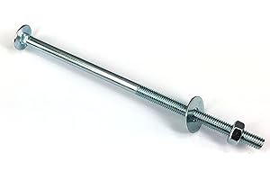 MUNITECH Carriage Bolt M10 x 260mm, Cup/Dome head Square neck with Standard Nut and Repair/Penny Washer - Zinc Plated (Pack of 6)