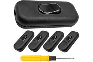 Acmerota Interruptor intermedio negro Interruptor en línea Interruptor de lámpara 250V 6A Cable de conexión de cable de 2 pines Interruptor de cable para pequeños 5 piezas