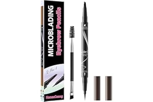 HONEXCESNG Matita per Sopracciglia Microblading a Doppia Estremità con Punta Spugna e Pigmento Liquido - 4 Tinte, Impermeabile e a 24 Ore di Durata, Adatta per Pelle Sensibile (Marrone Scuro)