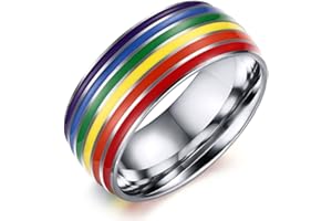 Vnox Anello di promessa di cerimonia nuziale di orgoglio della bandierina del Rainbow di Lesbiche gay