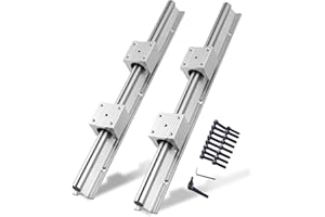 CNCYEAH - Guida lineare, 2 guide lineari, 600 mm, set di cuscinetti lineari con 2 alberi di guida lineari + 4 blocchi di cuscinetti SBR20UU, set di guide per tornio (SBR20-600 mm)