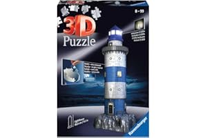 RAVENSBURGER SPIELEVERLAG Leuchtturm bei Nacht. 3D-Puzzle 216 Teile: Erleben Sie Puzzeln in der 3. Dimension
