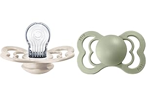 BIBS Ciuccio confezione da 2 pezzi. Privo di BPA, Tettarella simmetrica. Silicone, Prodotto in Danimarca. Taglia 2 (6-18 mesi), Ivory/Sage
