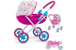 Milly Mally Dori Landau Poupées Pliable pour Les Filles à Partir de 3 Ans avec Canopy Roues en Mousse Sangles Candy