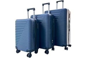 Max Star Juego de Maletas de Viaje 3 Piezas, Ruedas 360º, 4 Ruedas Dobles, Impermeable, Resistentes, Ligeras, Seguras, Gran Capacidad, Trolley, Rígidas, Diseño Elegante (Azul)