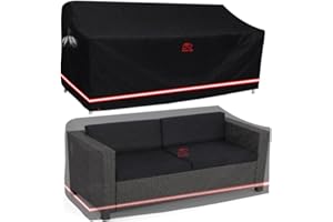 Turtle Life Garden Sofa Cover, Patio Outdoor Heavy Duty Durable UV&Water Resistant Anti-Fading Sofa Covers Lounge Sofa Cover with Air Vents，Black，152x89x89 cm