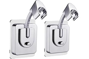 HIQIKU 2er Set Duschkopfhalterung Ohne Bohren – 360° Verstellbare Handbrause Halterung, Starke Selbstklebende Duschkopf Halterung, Wasserdichte Silikon Shower Head Holder für Bad & Dusche