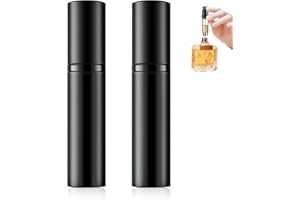Coco Berming Parfümzerstäuber Nachfüllbar, Mini Sprühflasche 5ml für Reise, Aluminium Zerstäuber für Tasche, Kompakter Parfumbehälter Damen Herren Unterwegs (Schwarz x 2)